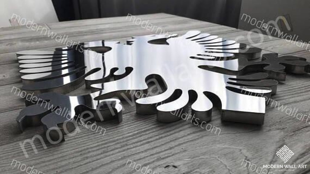 Albanian Eagle logo in stainless steel - Modern Wall Art