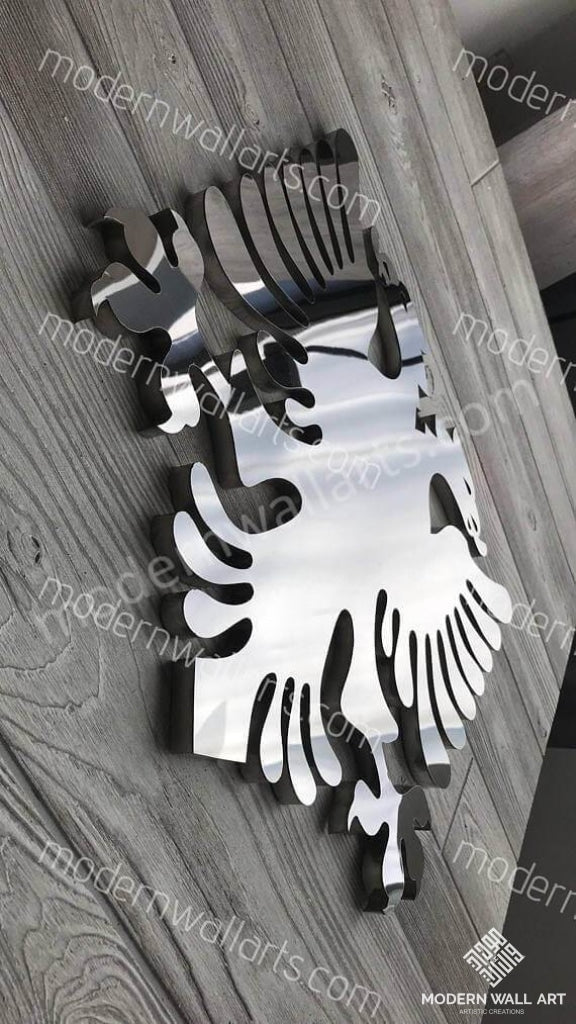 Albanian Eagle logo in stainless steel - Modern Wall Art