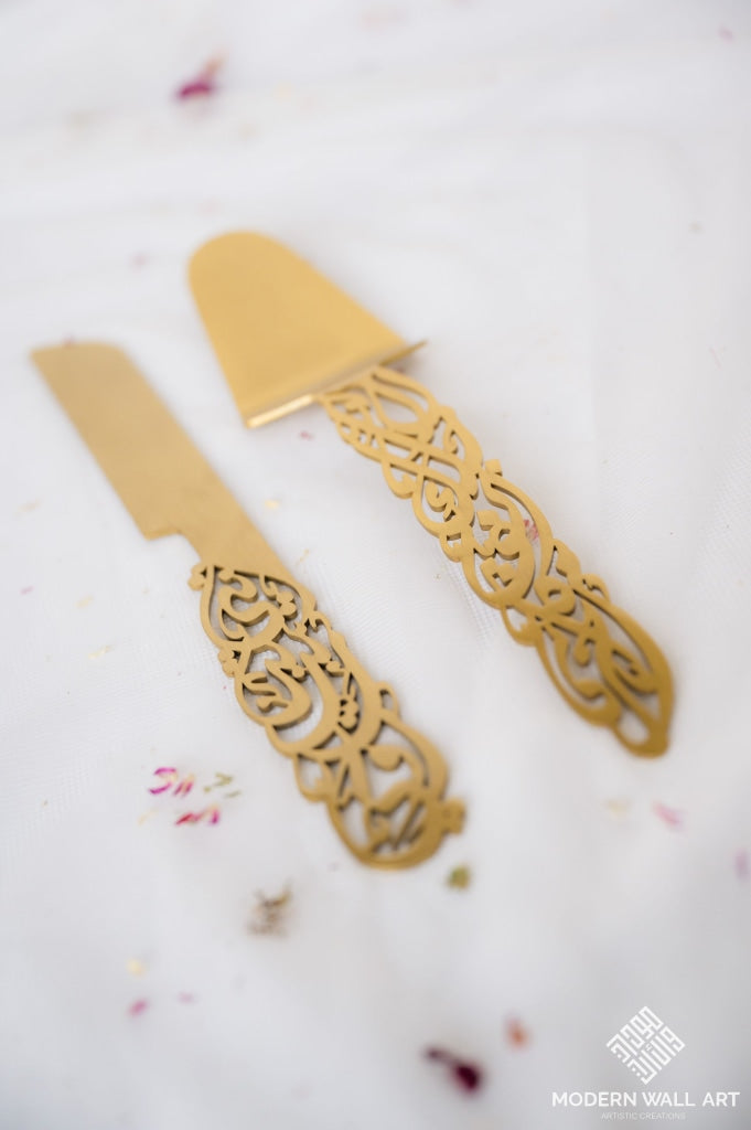 Calligraphy Metal  Serving set - Modern Wall Art