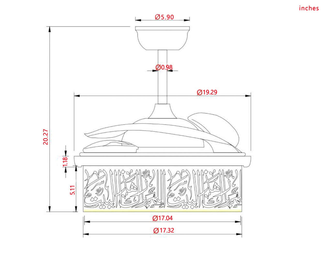 Arabian Nights Delight: The Exquisite Ceiling Calligraphic Fan Light Fixture