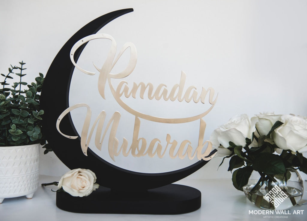 Ramadan Sale 2021 Moon Stand Silver Wood